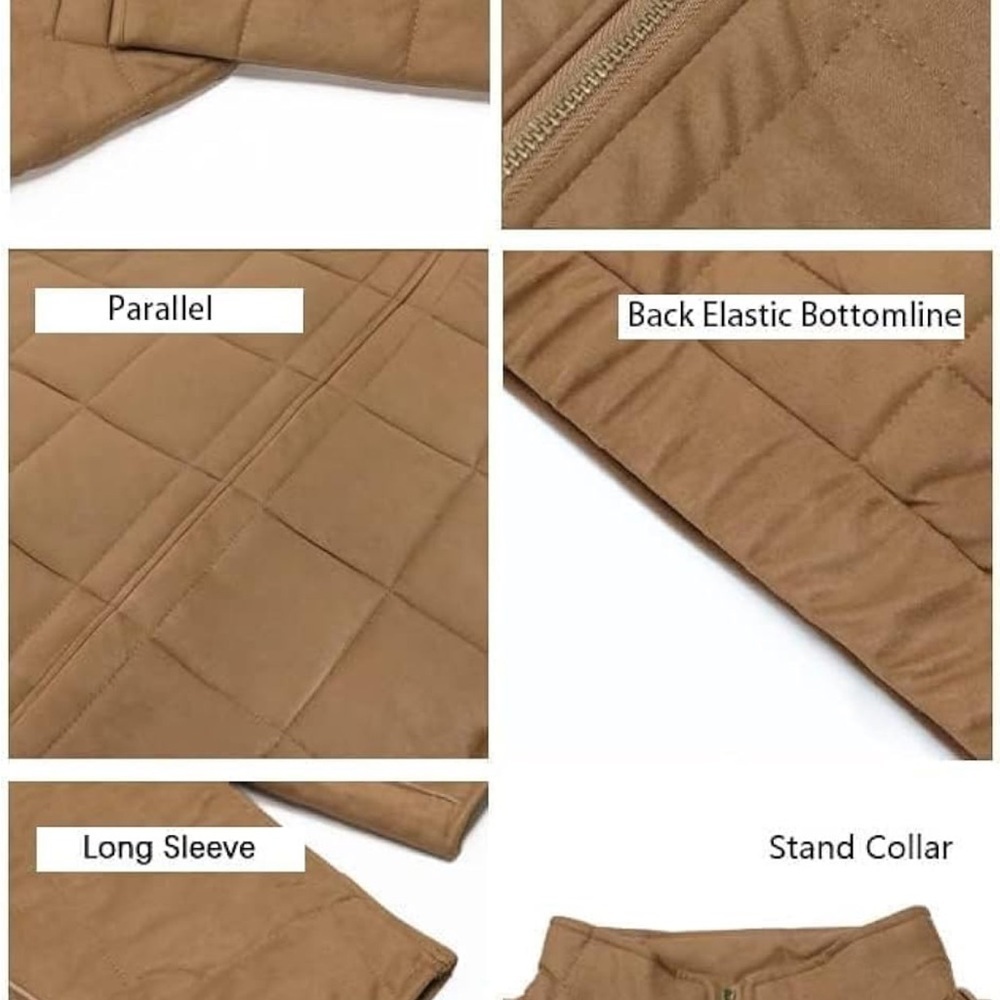 Amazon Women's Brown Quilted Dolman Puffer Jacket warm outer warm - Picture 3 of 9